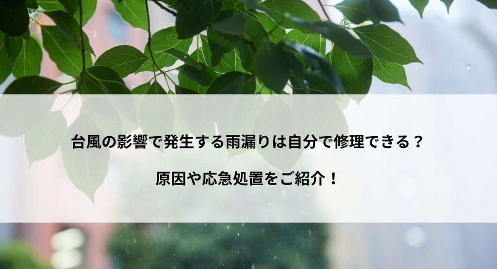 台風の影響で発生する雨漏りは自分で修理できる？原因や応急処置をご紹介！