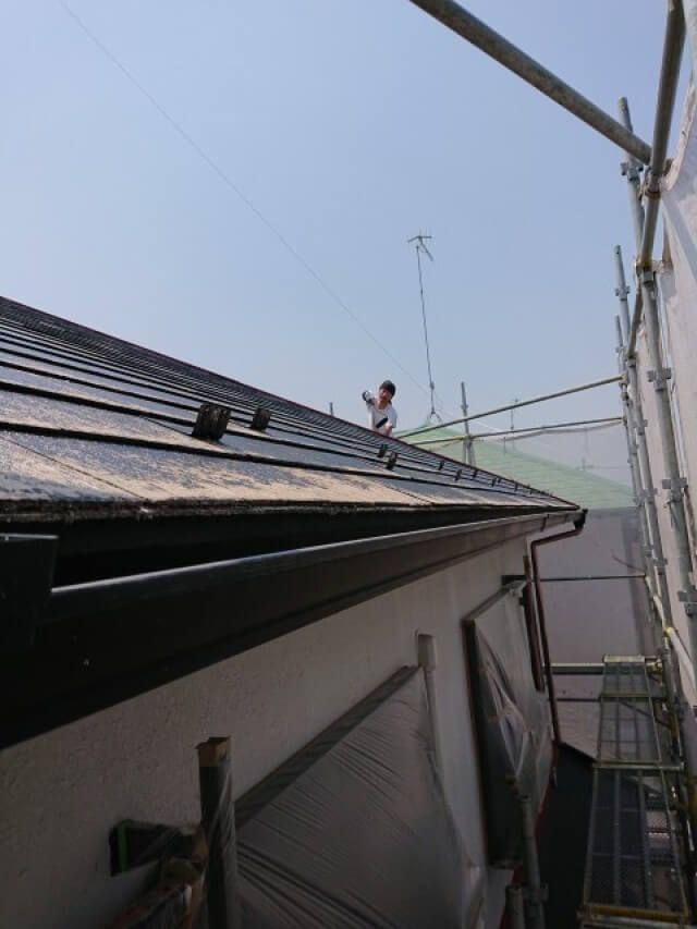 熊谷市上須戸 外壁塗装施工中