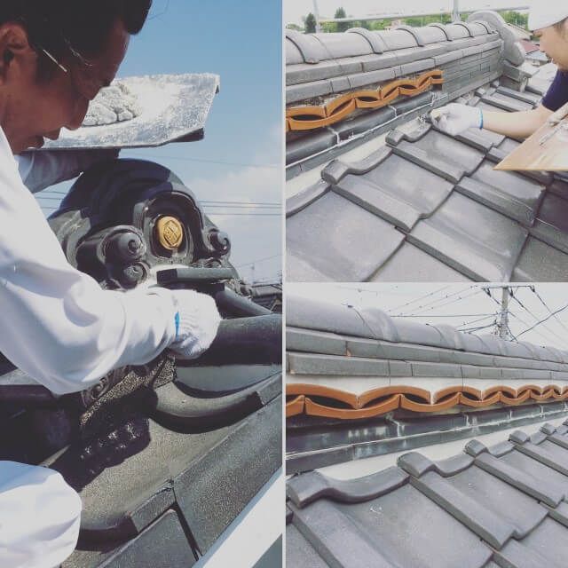 熊谷市　屋根漆喰工事　施工中