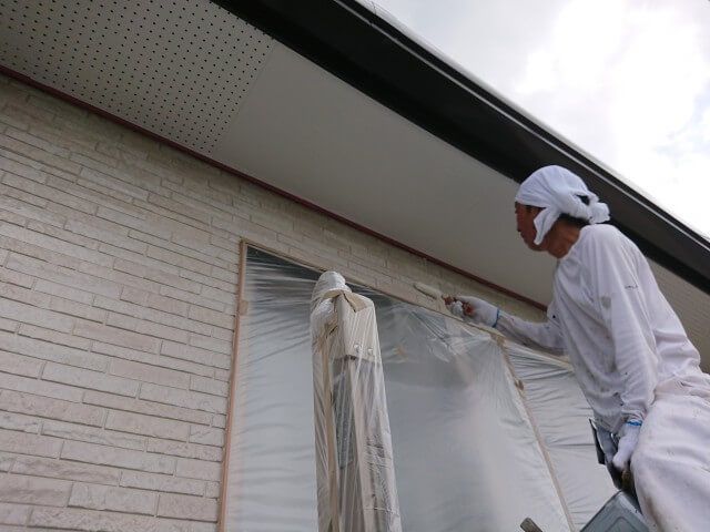 熊谷市 楊井の外壁塗装施工中