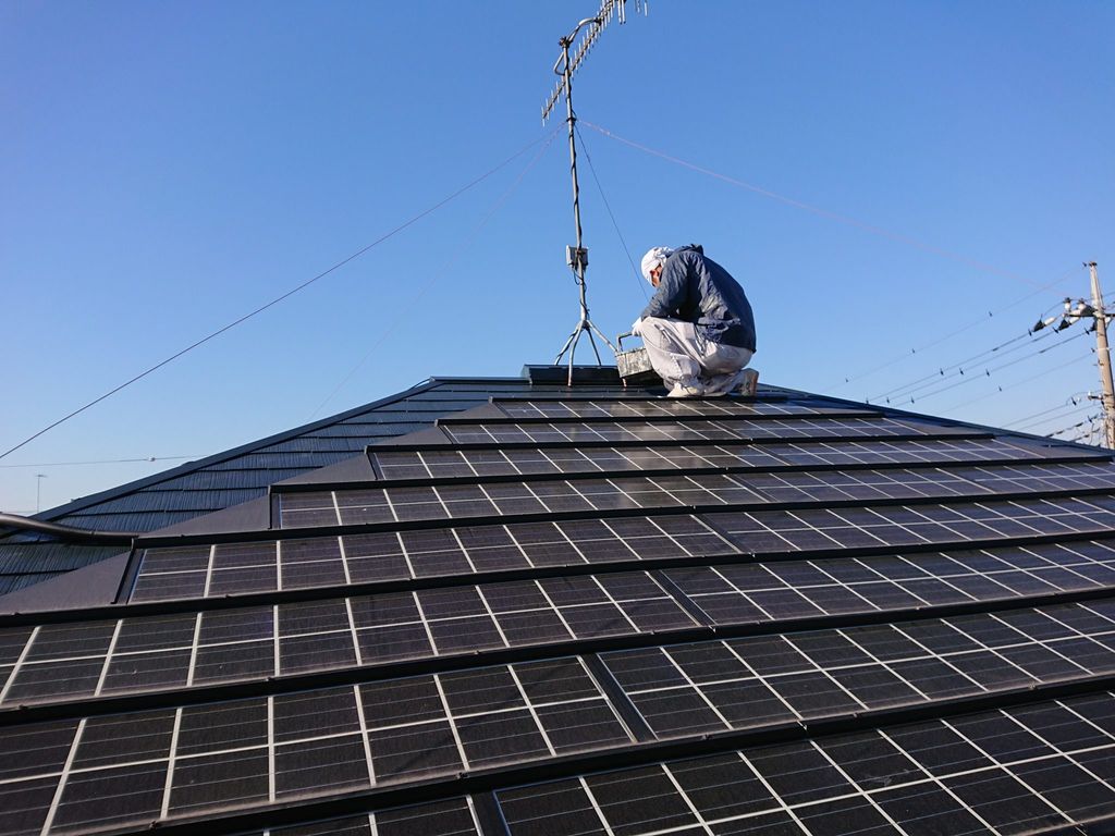 深谷市上柴町東の外壁塗装施工中